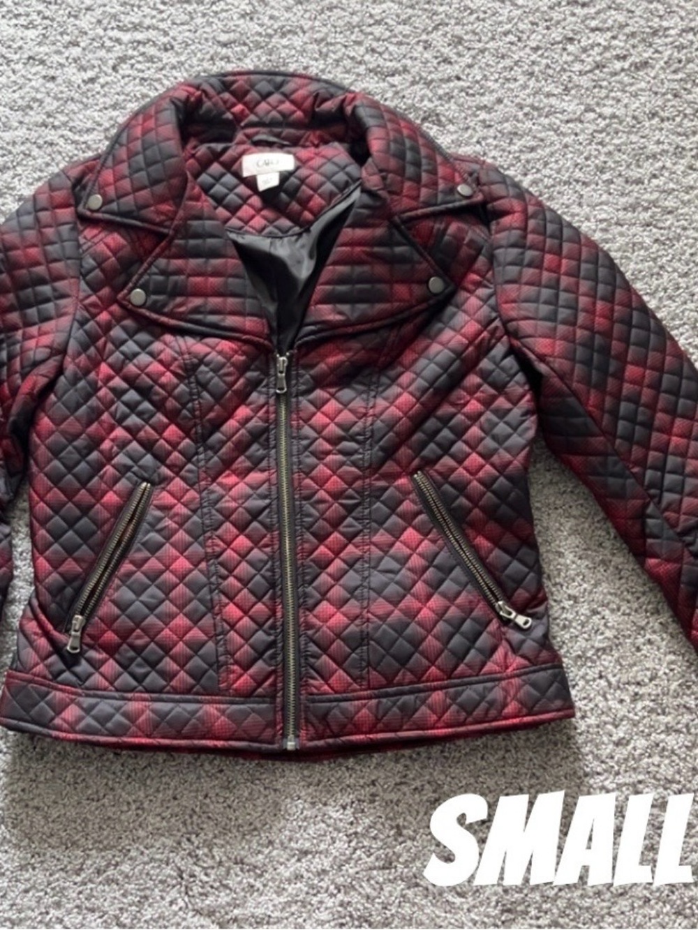 Cato brand. Quilted Red and Black Moto Jacket - Small